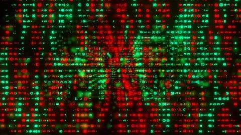 Red and Turquoise Neon Alien Code Background VJ Loop in 4K Stock Footage 342279977
