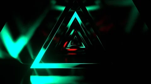 Red and Turquoise Triangle Warp Tunnel Background VJ Loop in 4K Stock Footage 341803812