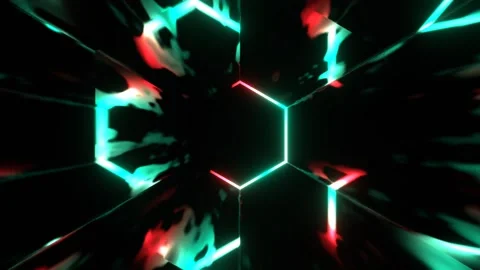 Red and Turquoise Vortex Gate Neon Energy Flow Background VJ Loop in 4K Stock Footage 312804042