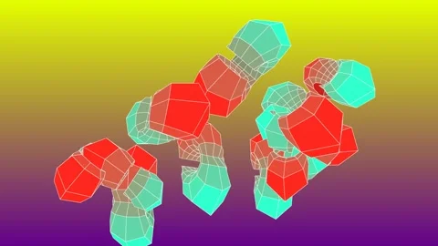 Red and Turquoise Wireframe Organic Shapes Animation Vidéo 340131692