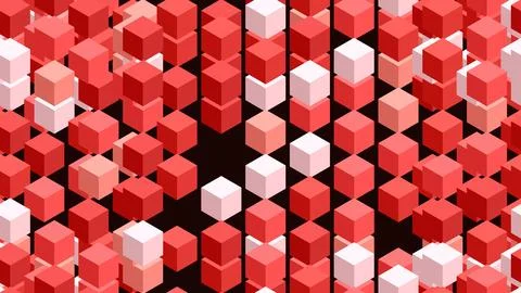 Red and White 3D Cubes Pattern Background. Illustrazione stock