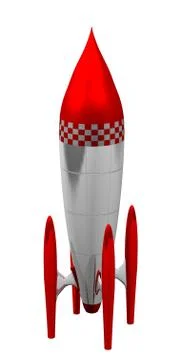 Red and white 3d rocket in white background Illustrazione stock