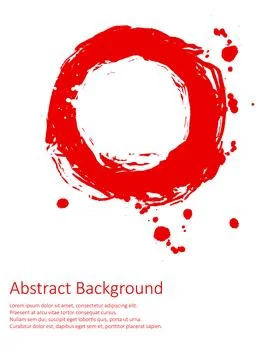 Red and white abstract background with ink brush design elements. Illustrazione stock