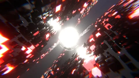 Red and White Abstract Cubes Sci-Fi Background VJ Loop l 4K Stock Footage 294913635