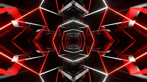 Red and White Abstract Geometric Neon Corridor Background VJ Loop l 4K Stock Footage 304974555