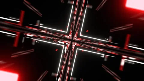 Red and White Abstract Square Neon Tunnel Background VJ Loop 4K Stock Footage 294908700