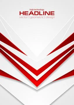 Red and white abstract tech arrows flyer background Stock Illustration