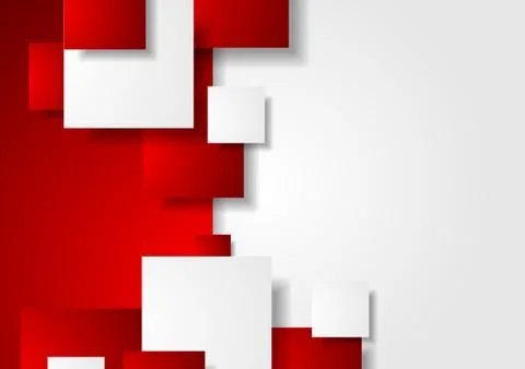Red and white abstract tech squares background Illustrazione stock