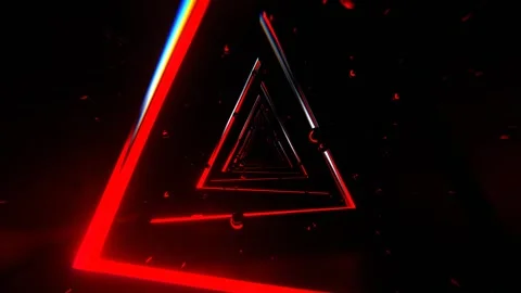 Red and White Abstract Triangular Corridor with Levitating Spheres Backgroun Stock Footage 299686080