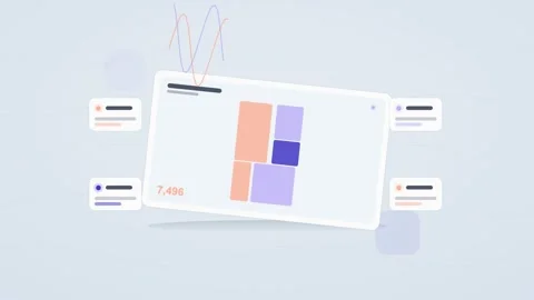 Red and white analytics dashboard flat design loop Stock Footage 342628627