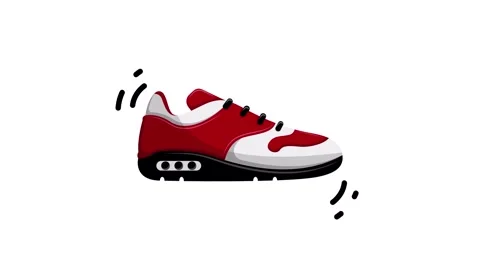 Red and White Athletic Sneaker Icon Flat Design Isolated on White Background Stock Footage 345931113