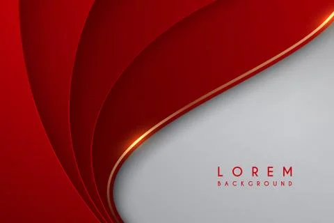 Red and white background with gold line Stock Illustration