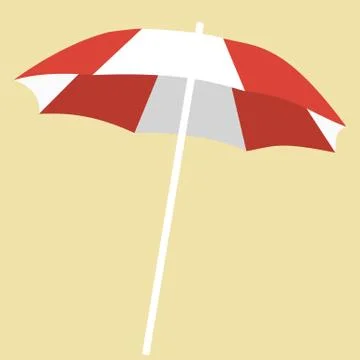 Red and white beach umbrella for relaxing Stock Illustration