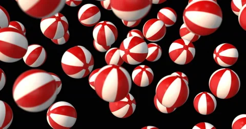 Red and white beachball falling in slow motion 3d Stock Footage 153504777