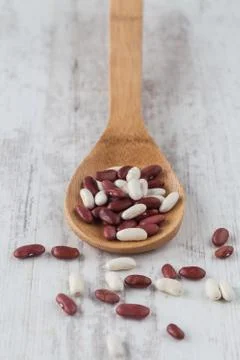 Red and white beans Stock Photos