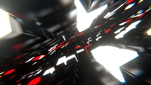 Red and White Beautiful Infinity Tunnel Neon Cubes Background VJ Loop l 4K Stock Footage 296173409