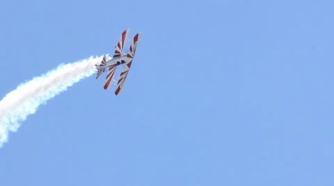 Red and white Biplane Video stock 39818507