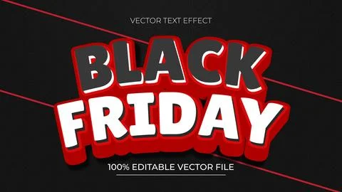 Red and white Black Friday Editable text effect template Stock Illustration