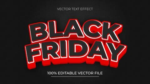 Red and white Black Friday Editable text effect template Stock Illustration