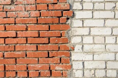 Red-and-white brick wall Stock Photos