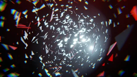 Red and White Bright Abstract Tunnel with Flying Metal Particles Background  Stock Footage 296908508