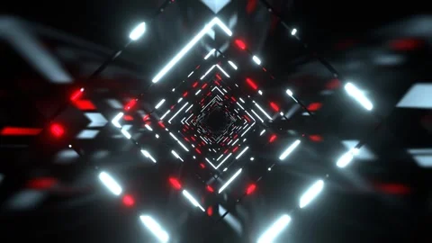 Red and White Bright Infinity Neon Abstract Corridor Background VJ Loop l 4K Stock Footage 297470656