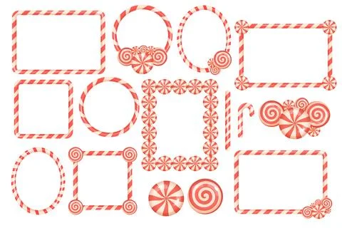 Red and white candy cane frames for Christmas graphics Stockillustratie