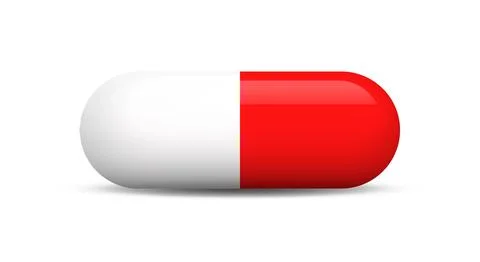 Red and white capsule pill isolated on white Stock Illustration