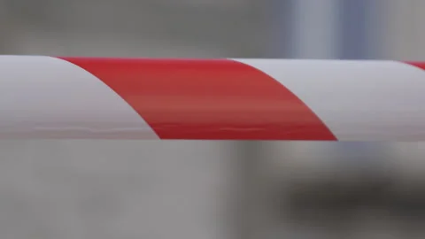Red and White Caution Tape, Close Up Stock Footage 282961638