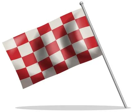 Red and White Checkered Flag on Silver Pole Stock Illustration