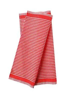 Red and white checkered folded blanket Foto stock
