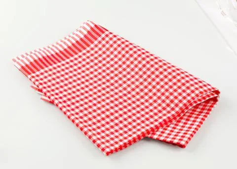 Red and white checkered folded cloth Foto stock