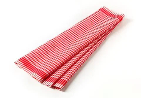 Red and white checkered folded fabric Foto stock