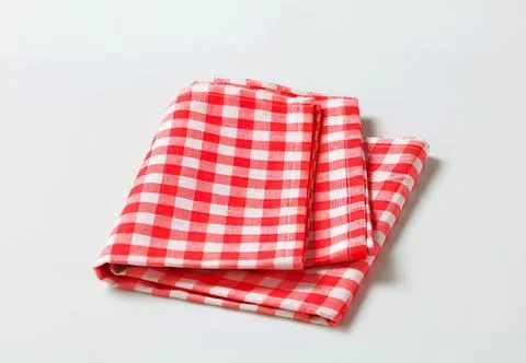 Red and white checkered folded cloth Foto stock