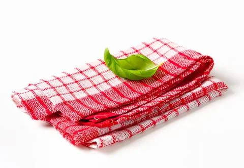 Red and white checkered kitchen towels with lime Stock Photos
