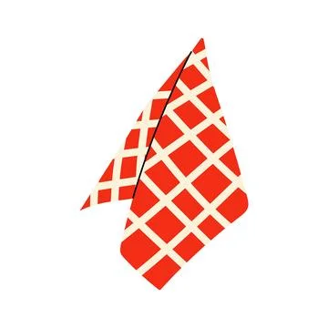 Red and white checkered napkin or cloth vector hand drawn illustration Stock Illustration