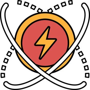 A red and white circle with a lightning bolt in the middle Stock Illustration