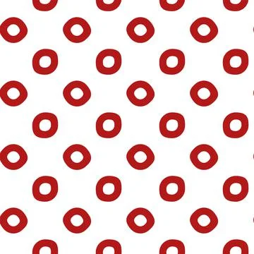 Red and white circles pattern, polka dots on white background seamless Stock Illustration