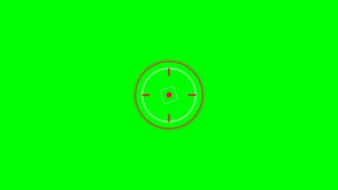 A red and white circular target crosshair symbol on a bright green background Stock Footage 340903946