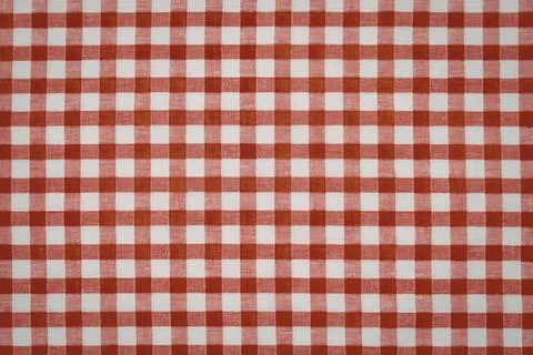 Red and white classic checkered fabric pattern Stock Photos