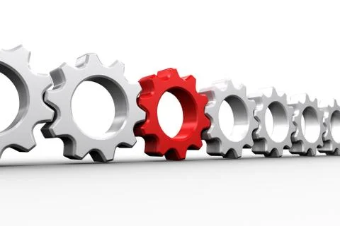 Red and white cogs and wheels Stock Illustration