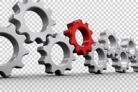 Red and white cogs and wheels Stock Illustration