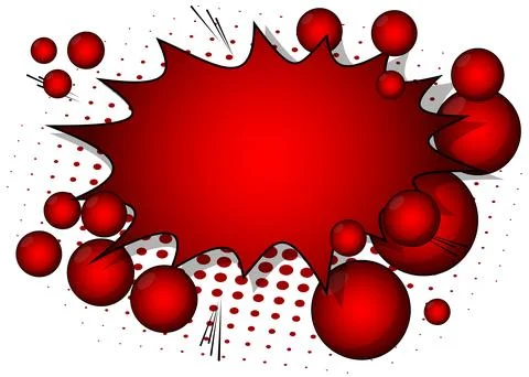 Red and white comic book poster with spheres. Comics Presentation with Adve.. Illustrazione stock