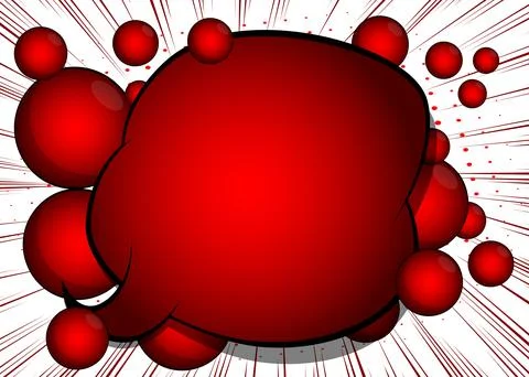 Red and white comic book poster with spheres. Comics Presentation with Adve.. Illustrazione stock