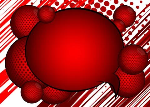 Red and white comic book poster with spheres. Comics Presentation with Adve.. Illustrazione stock