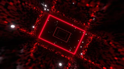 Red and White Corridor with Neon Rectangles Background VJ Loop l 4K Stock Footage 299568323