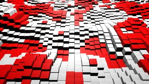 Red and White Cubic Wave Zone Background VJ Loop in 4K Stock Footage 282092375
