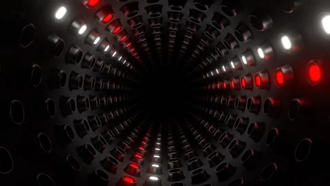 Red and White Cylindrical Strobe Tunnel Background VJ Loop in 4K Stock Footage 266902898