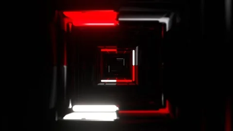 Red and White Dark Endless Fantasy Corridor with Flashing Neon Background VJ Stock Footage 328356593