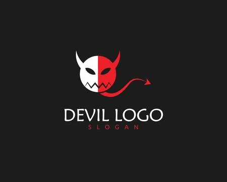Red and White Devil Logo for Company vector and editable	 Stock Illustration